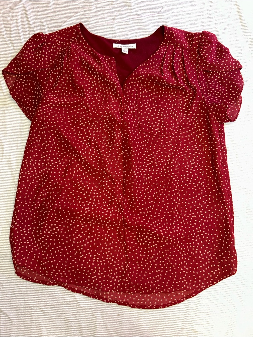 L Polka Dot Short Sleeve Blouse